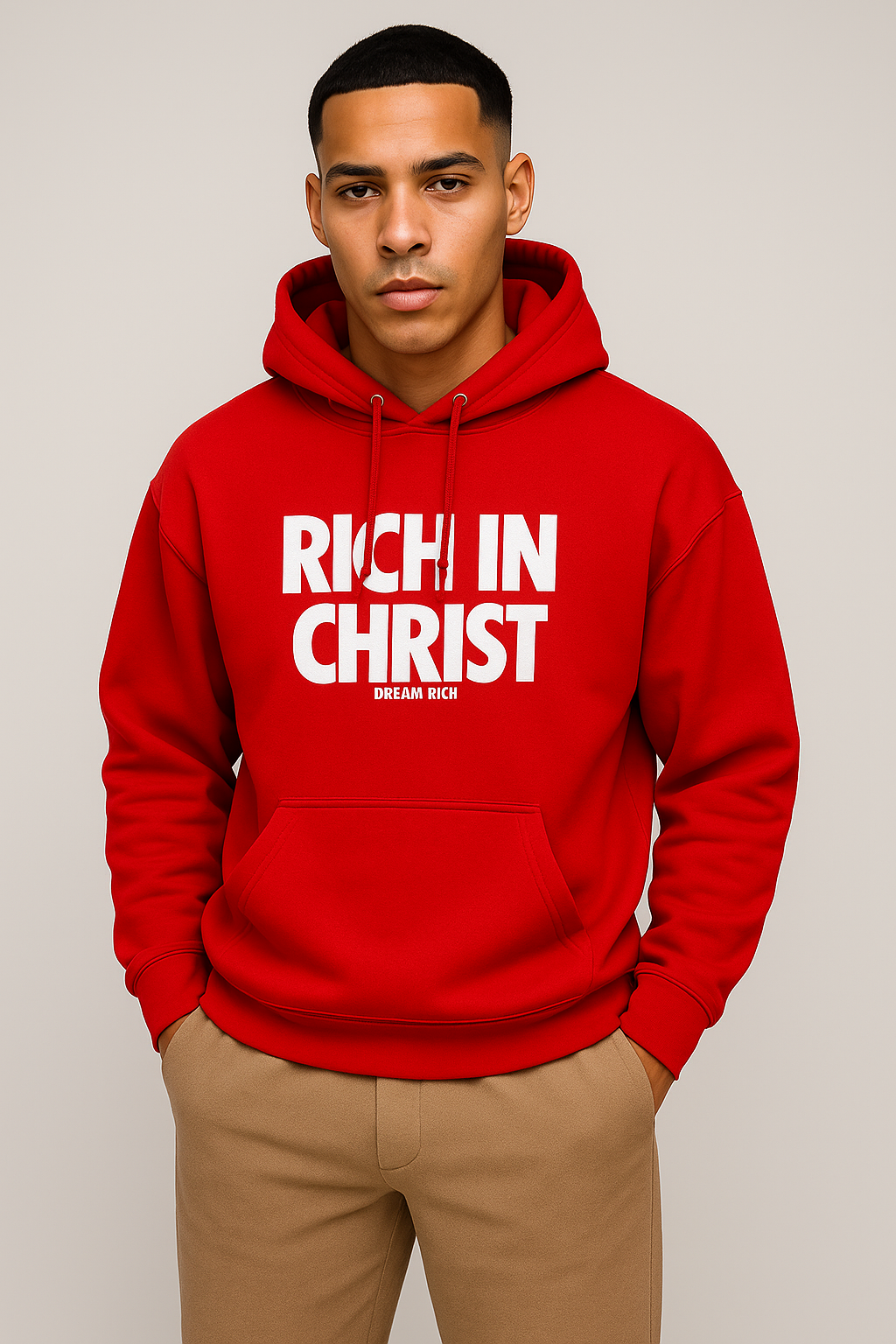 RICH IN CHRIST Red Hoodie – “The Power Statement”