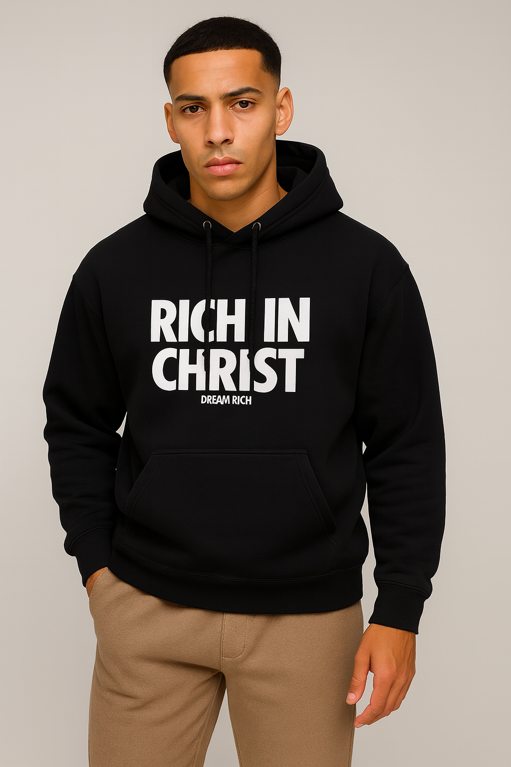 RICH IN CHRIST Black HOODIE – “The Everyday Essential”