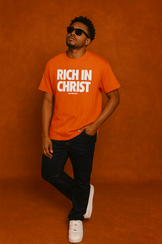 RICH IN CHRIST Orange Tee – “Vision on Fire”