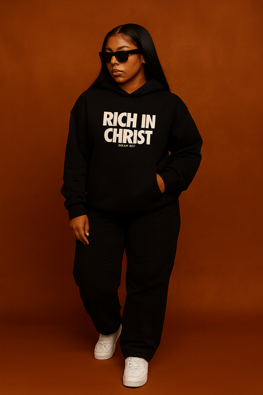 RICH IN CHRIST Black HOODIE  – “The Everyday Essential”