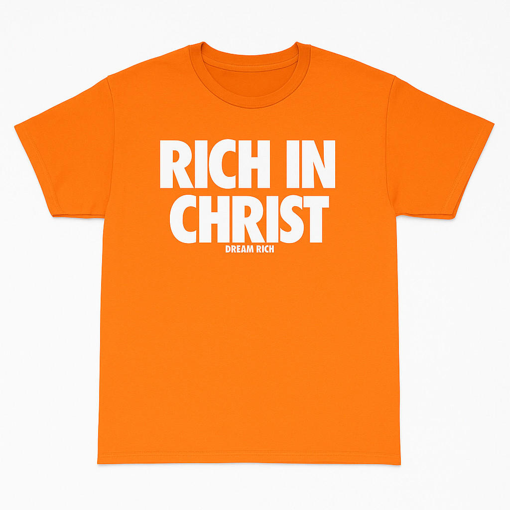 RICH IN CHRIST Orange Tee – “Vision on Fire”