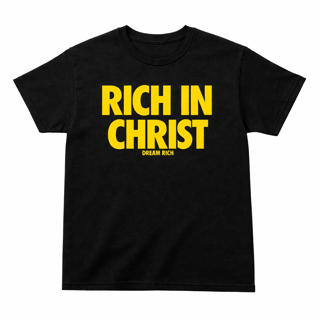 RICH IN CHRIST TEE (BLACK/YELLOW)